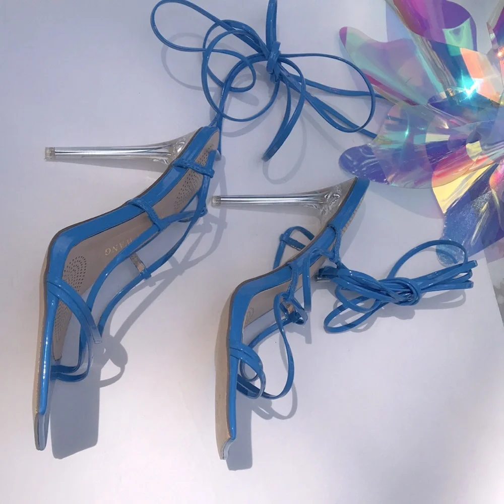 AZALEA WANG All Through The Night Stiletto Sandal in Blue - Picture 14 of 14
